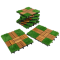 Artificial Grass Wooden Tiles – 30×30 cm (Pack of 10) | Free Shipment