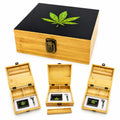 Leaf Wooden Rolling Box with Ashtray Set
