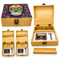 Skull Wooden Rolling Box with Ashtray Set